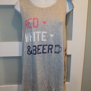 Grayson/Threads Gray Red White & Blue Tank Top Size XL Women's NEW
